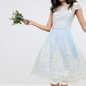 Chi Chi London Premium Lace Midi Dress Bardot Neck